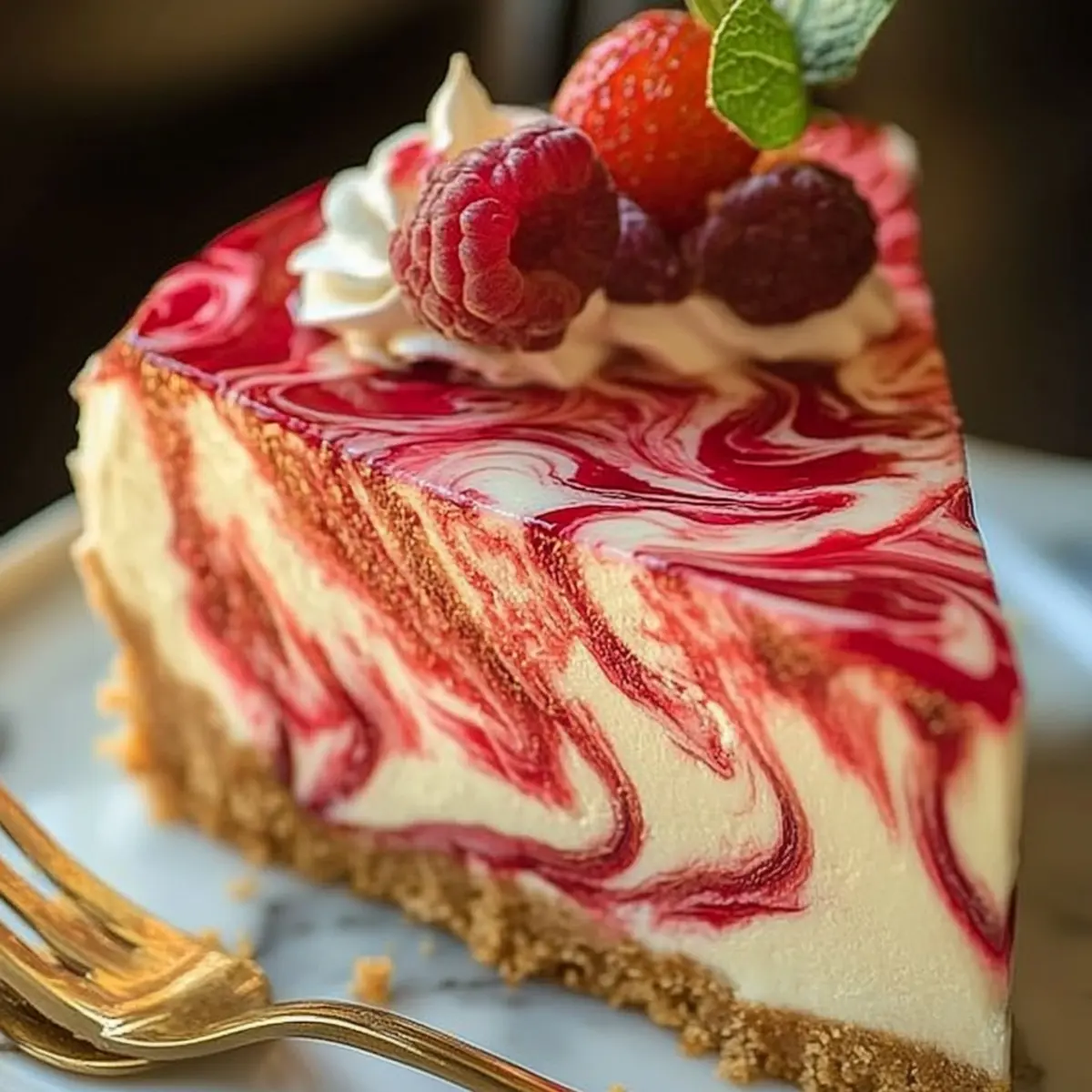 White Chocolate Raspberry Truffle Cheesecake