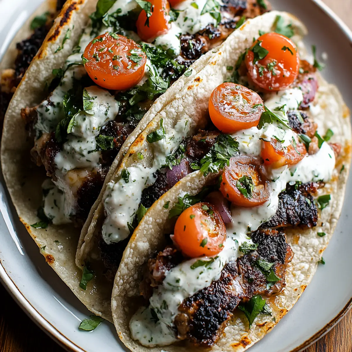 Jicama Steak Tacos with Lime Crema