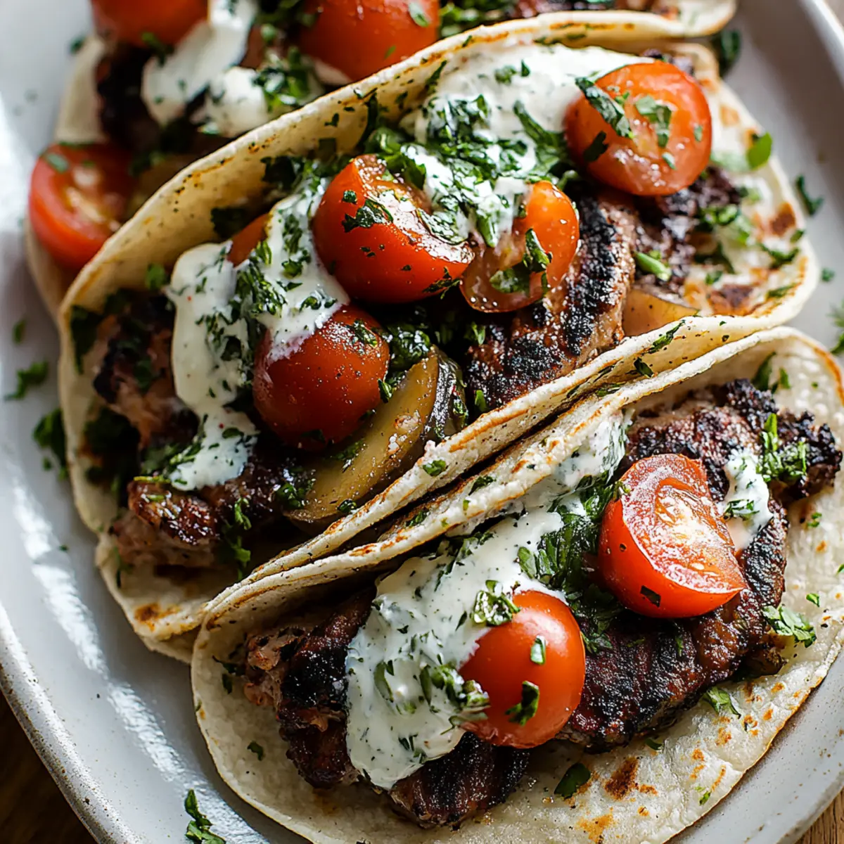 Jicama Steak Tacos with Lime Crema