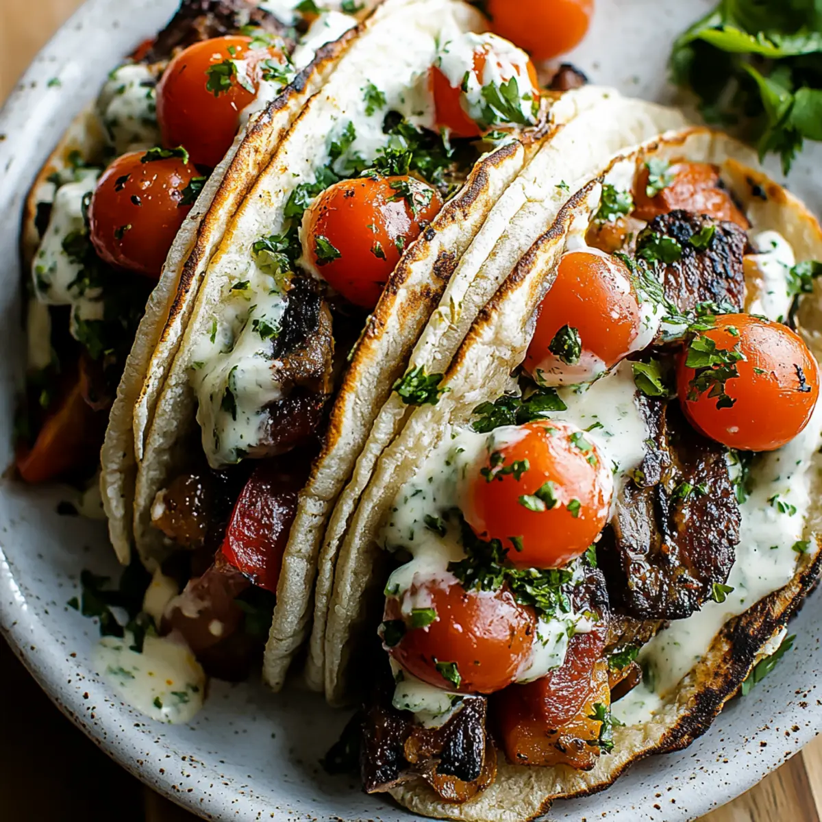 Jicama Steak Tacos with Lime Crema