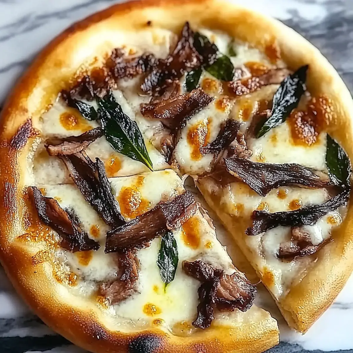Short Rib Pizza with Smoked Gouda Cream Sauce