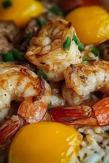 Cheesy Steak Shrimp Skillet Bowl
