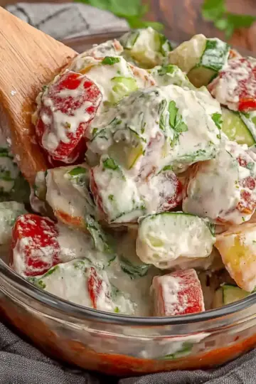 Creamy BLT Potato Salad with Turkey Bacon