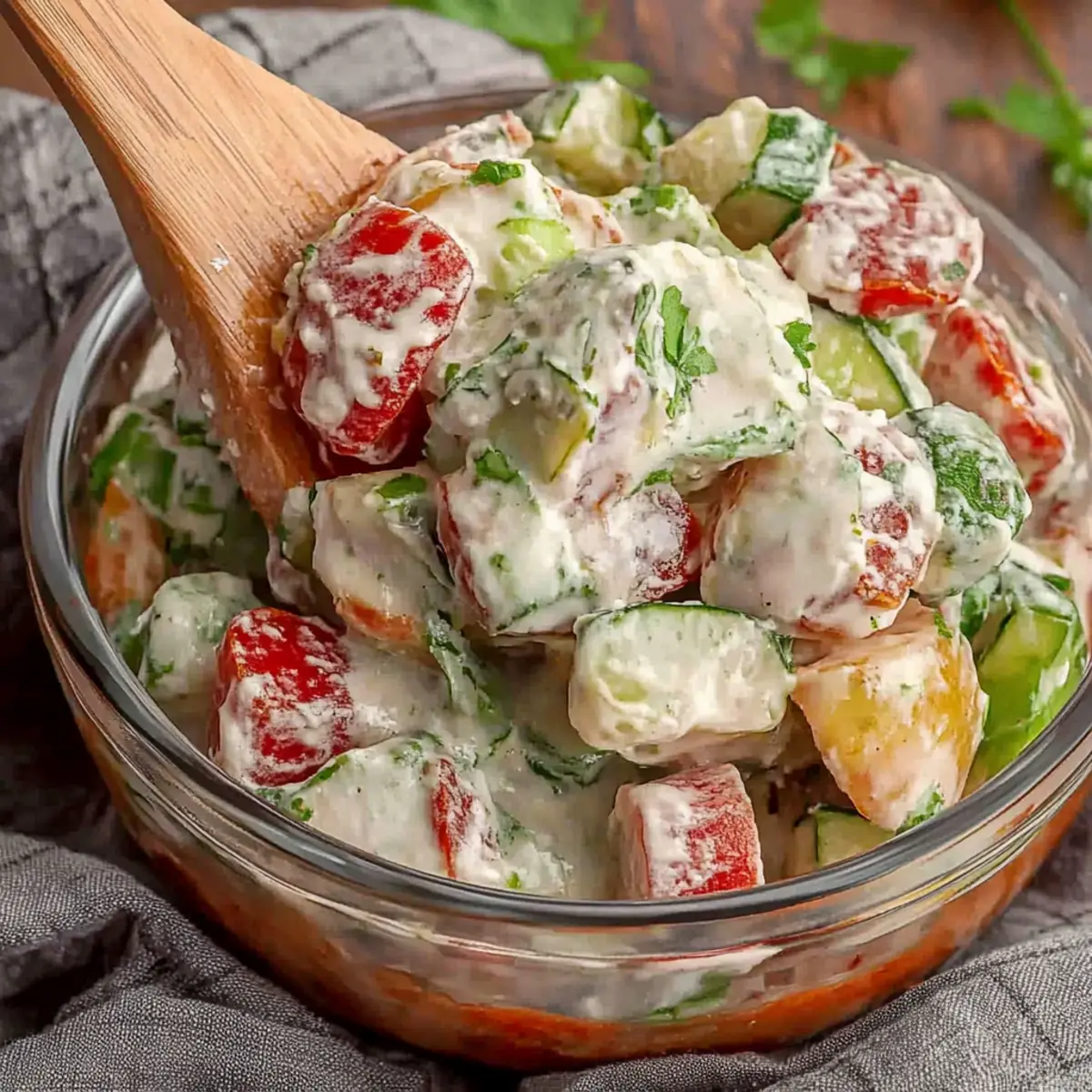 Creamy BLT Potato Salad with Turkey Bacon